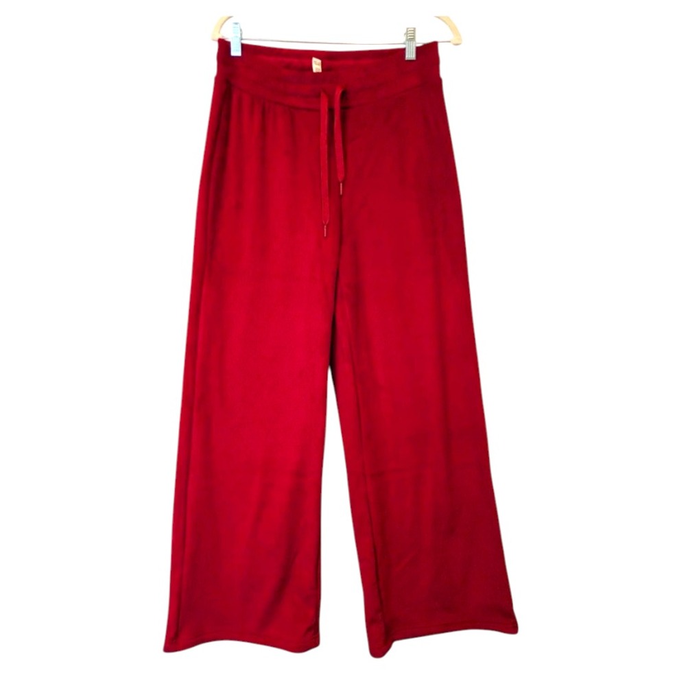 NWT Kyodan Velour Collection RIBBED WIDE LEG PANTS Lounge Soft Knit Drawstring S